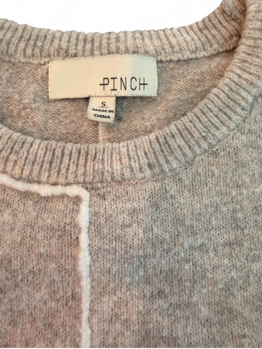 Pinch Light Grey Crewneck Sweater with Contrasting Stitch - Picture 3 of 5